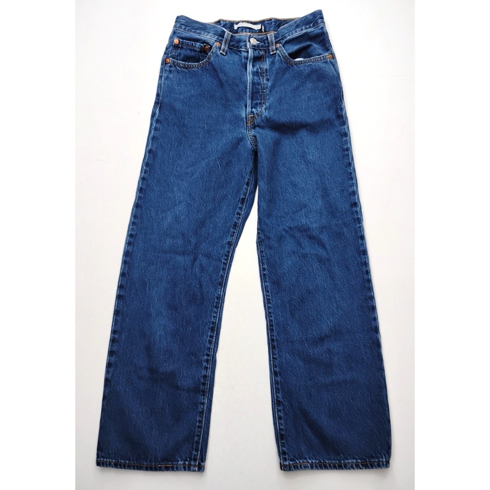 Levi's Premium Ribcage Straight Ankle Dark Wash Womens 27 Denim Jeans Button Fly